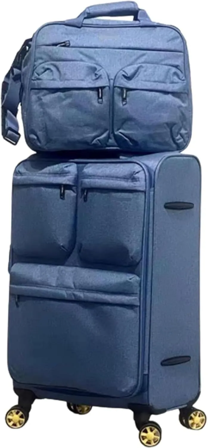 Light Suitcase Expandable Rolling Upright Luggage, 2-Piece Set,Spinner Wheels,TSA Lock for Travel Wheeled Luggage (Color : Blue, Size : 28in)