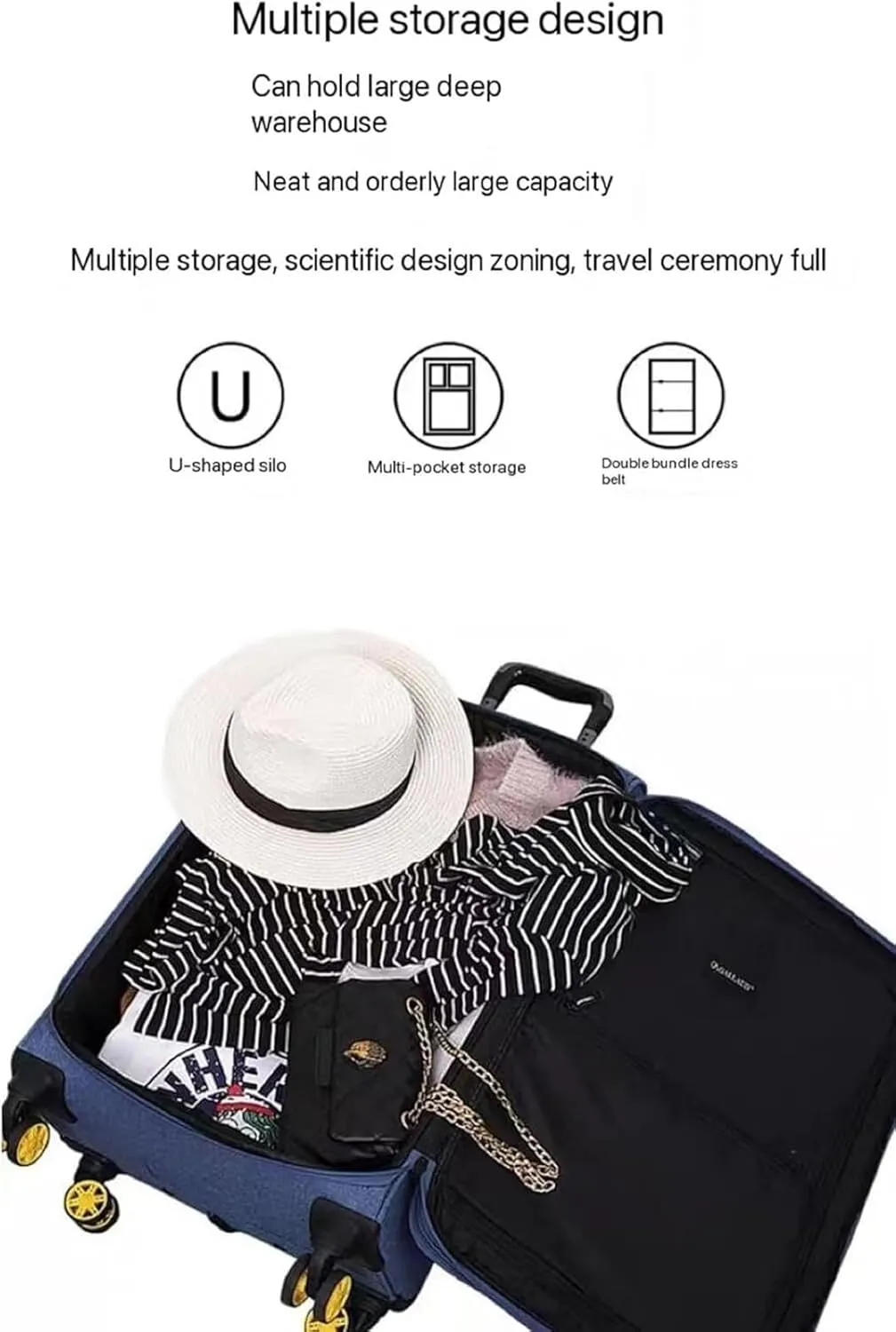 Light Suitcase Expandable Rolling Upright Luggage, 2-Piece Set,Spinner Wheels,TSA Lock for Travel Wheeled Luggage (Color : Blue, Size : 28in)