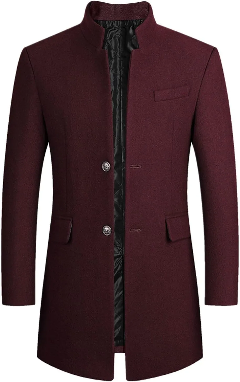 long coat men Lengthened Prom Formal Jacket Suit Long Sleeved Stand-collar Trench Fit Banquet Mid Long Peacoat Coats