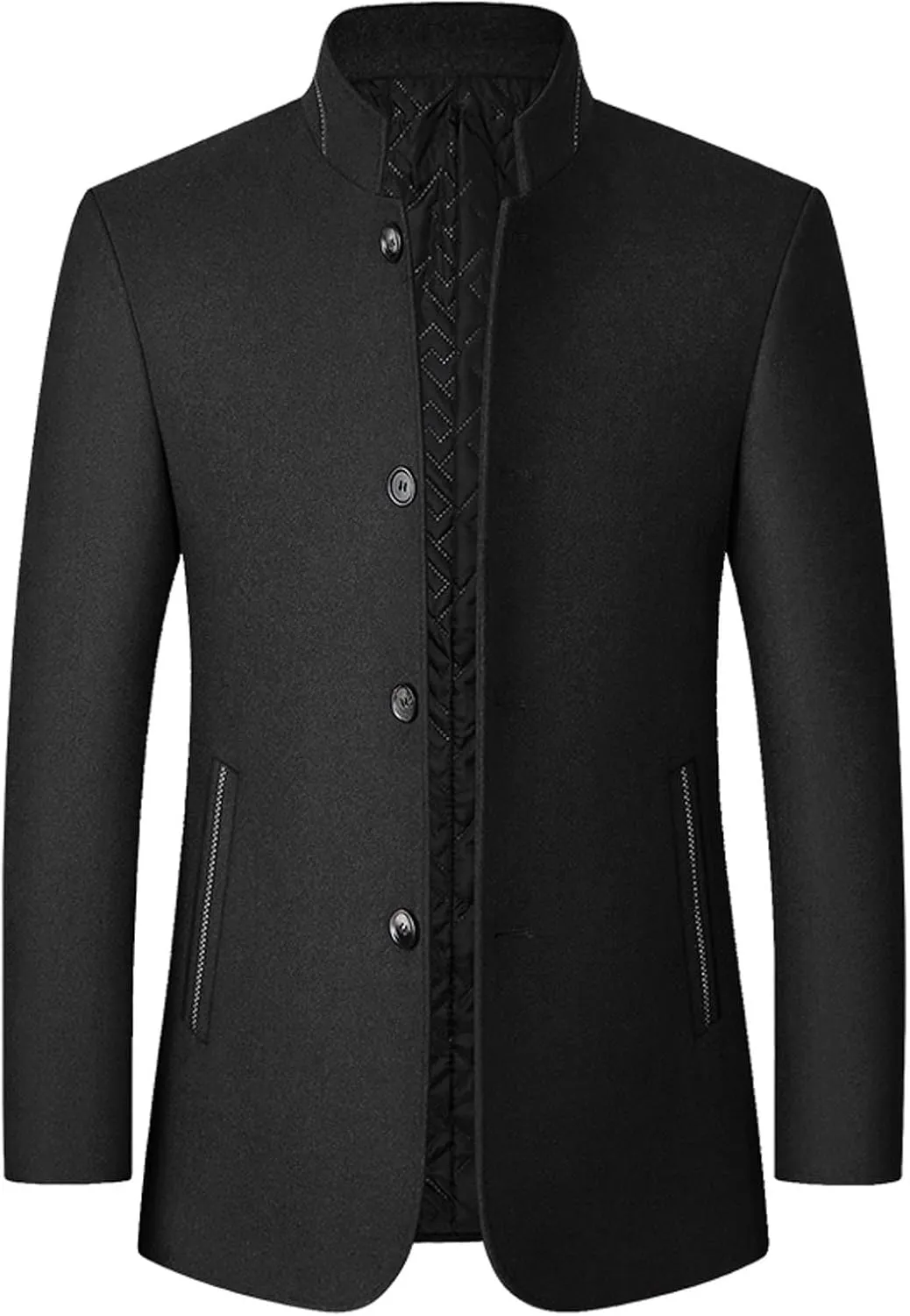 long coat men Lengthened Prom Formal Jacket Suit Long Sleeved Stand-collar Trench Fit Banquet Mid Long Peacoat Coats