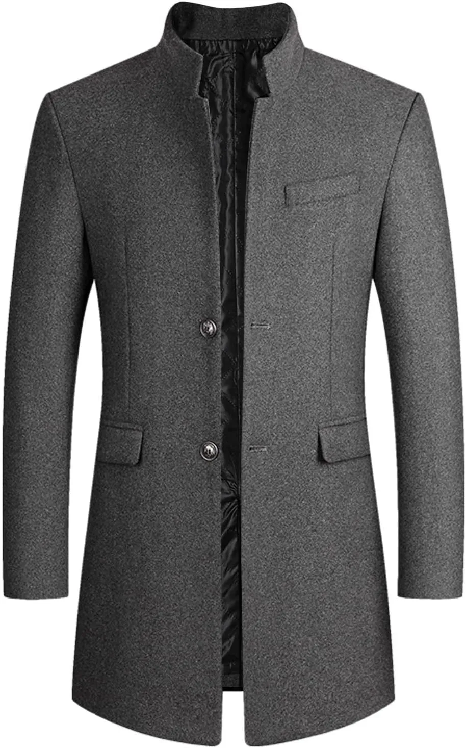 long coat men Lengthened Prom Formal Jacket Suit Long Sleeved Stand-collar Trench Fit Banquet Mid Long Peacoat Coats