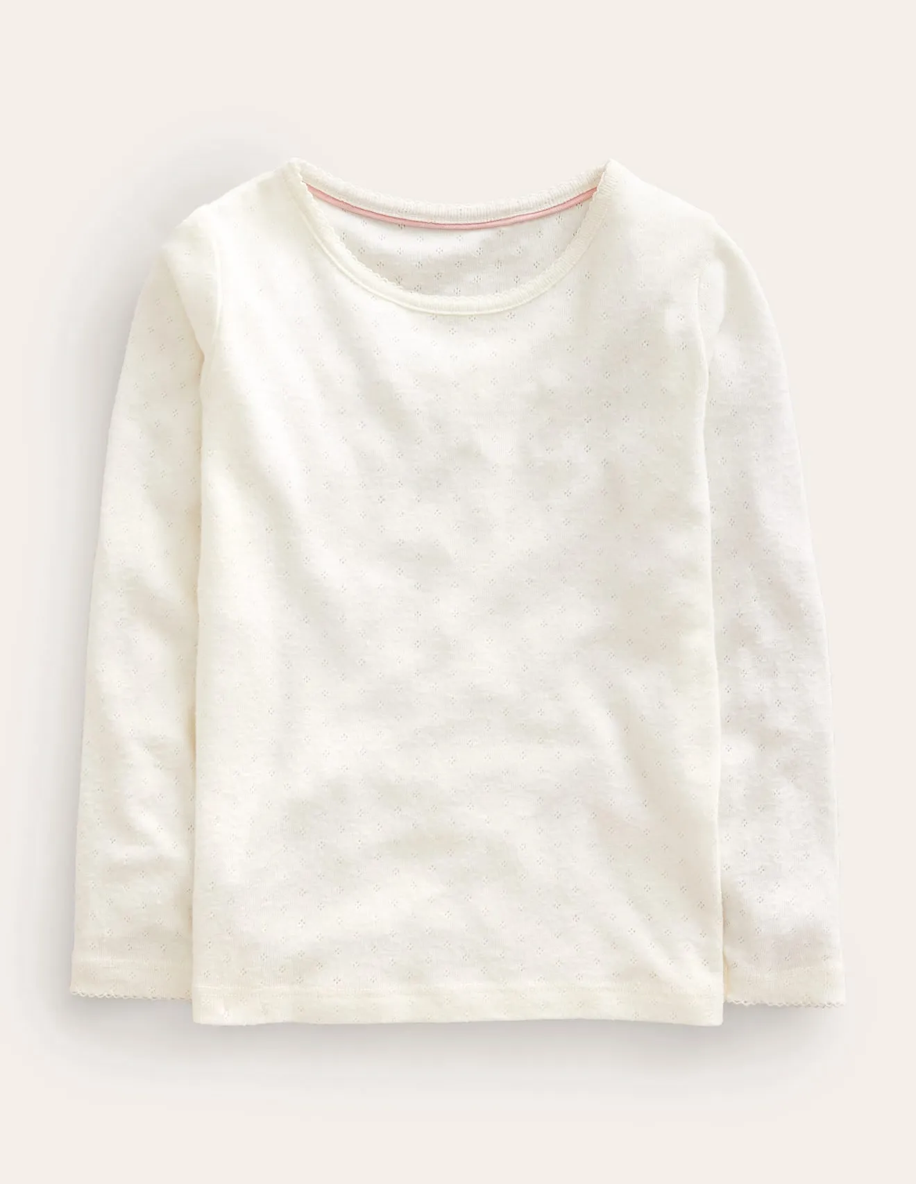 Long Sleeve Pointelle Top-Soft Ivory