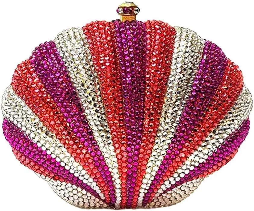 Luxury Ladies Mini Shell Crystal Evening Clutch Cute Summer Beach Bag Small Shell Rhinestone Purse for Women Party