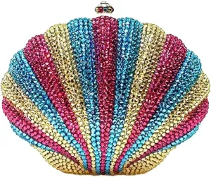 Luxury Ladies Mini Shell Crystal Evening Clutch Cute Summer Beach Bag Small Shell Rhinestone Purse for Women Party