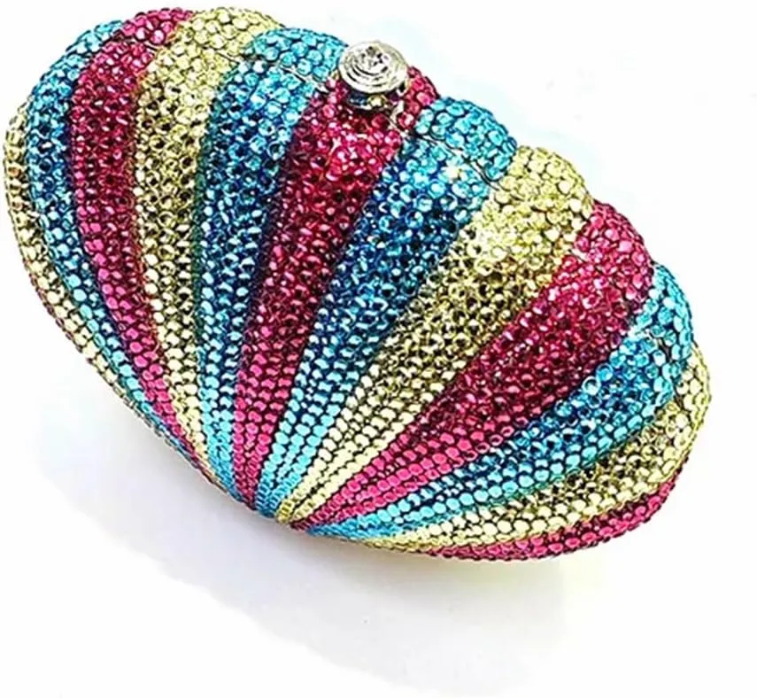 Luxury Ladies Mini Shell Crystal Evening Clutch Cute Summer Beach Bag Small Shell Rhinestone Purse for Women Party
