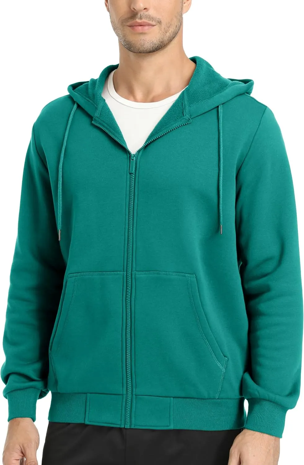 MAGCOMSEN Men's Hoodies Full Zip Up Sweatshirt Fleece Lined Midweigt Hooded Jacket with Pockets Casual Sports Sweater