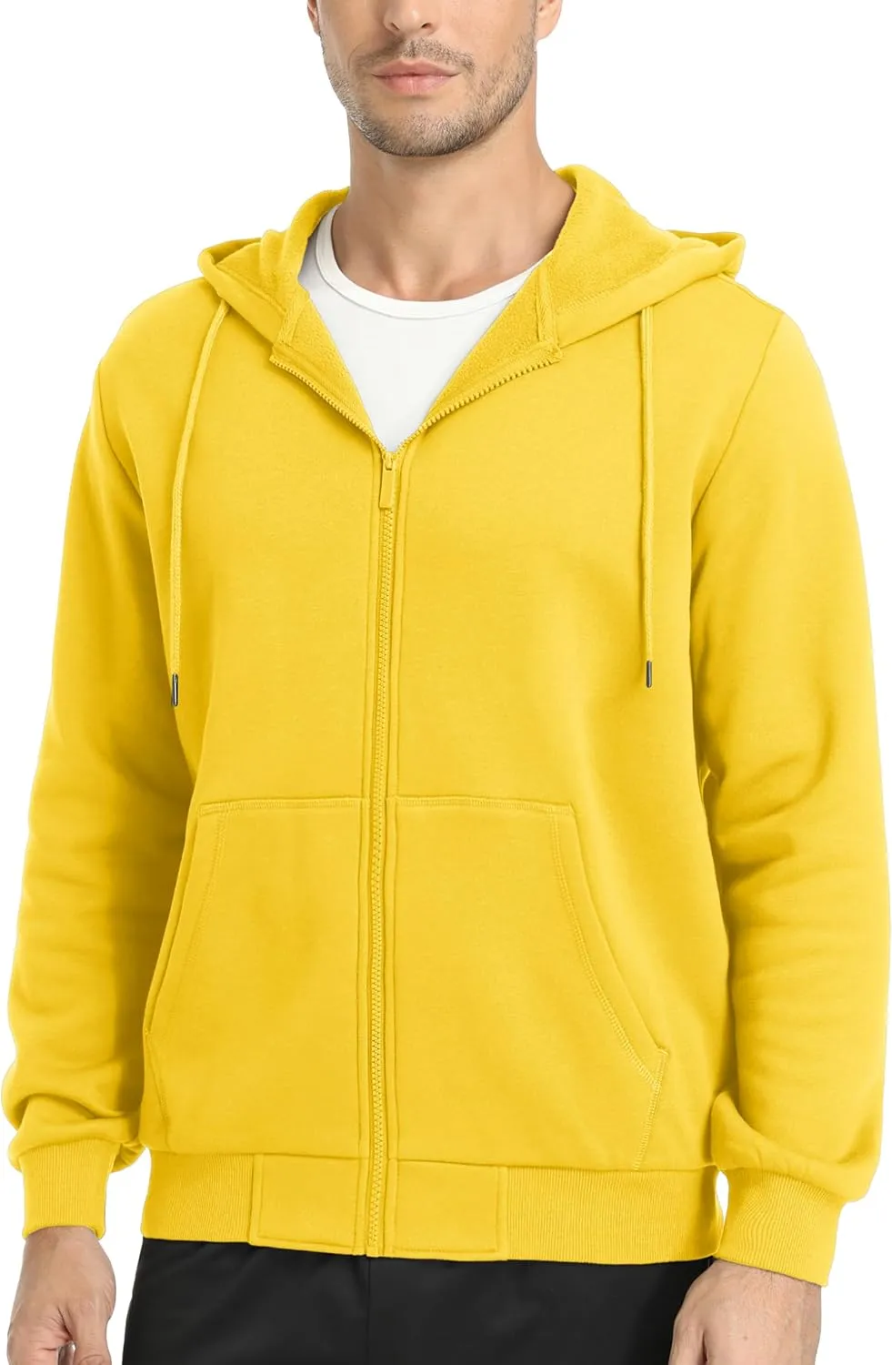 MAGCOMSEN Men's Hoodies Full Zip Up Sweatshirt Fleece Lined Midweigt Hooded Jacket with Pockets Casual Sports Sweater