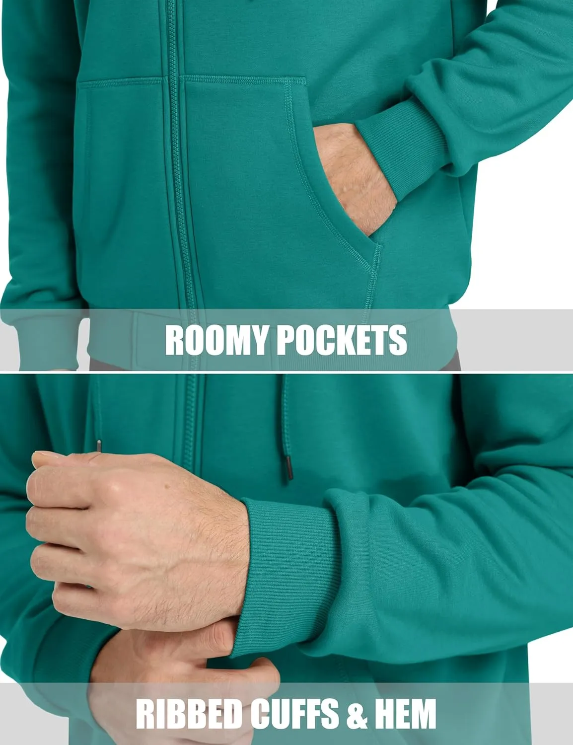 MAGCOMSEN Men's Hoodies Full Zip Up Sweatshirt Fleece Lined Midweigt Hooded Jacket with Pockets Casual Sports Sweater