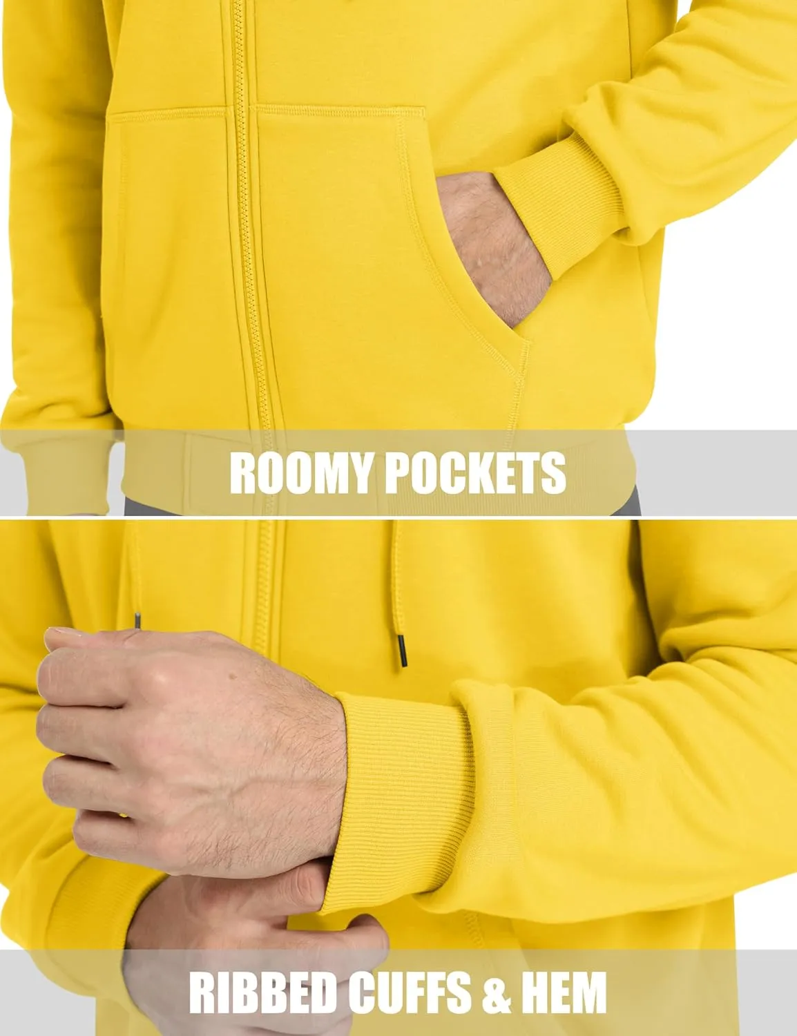 MAGCOMSEN Men's Hoodies Full Zip Up Sweatshirt Fleece Lined Midweigt Hooded Jacket with Pockets Casual Sports Sweater