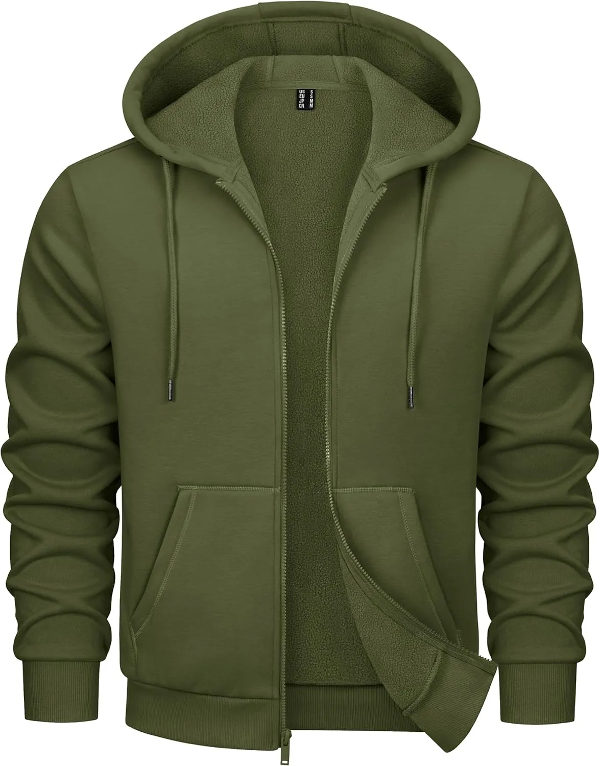 MAGCOMSEN Men's Hoodies Full Zip Up Sweatshirt Fleece Lined Midweigt Hooded Jacket with Pockets Casual Sports Sweater