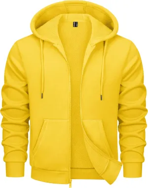 MAGCOMSEN Men's Hoodies Full Zip Up Sweatshirt Fleece Lined Midweigt Hooded Jacket with Pockets Casual Sports Sweater