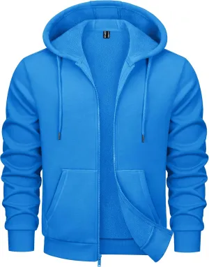 MAGCOMSEN Men's Hoodies Full Zip Up Sweatshirt Fleece Lined Midweigt Hooded Jacket with Pockets Casual Sports Sweater