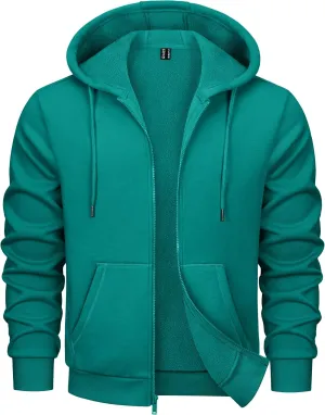 MAGCOMSEN Men's Hoodies Full Zip Up Sweatshirt Fleece Lined Midweigt Hooded Jacket with Pockets Casual Sports Sweater