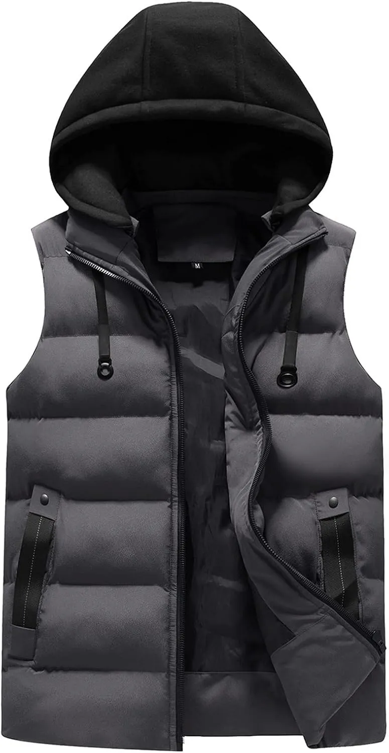 Men Women Autumn And Winter Fashion Casual Solid Zipper Hooded Sleeveless Cotton Padded Vest Top Features Wells
