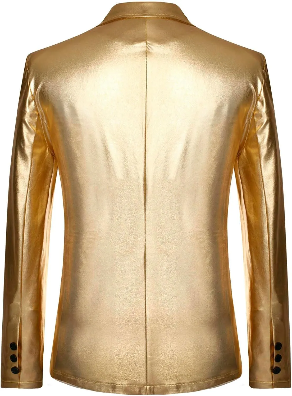 Men's 2024 Metallic Blazer Two Button Suit Jacket Notched Lapel Long Sleeve Shiny Sport Coat Party Club Suit Blazer