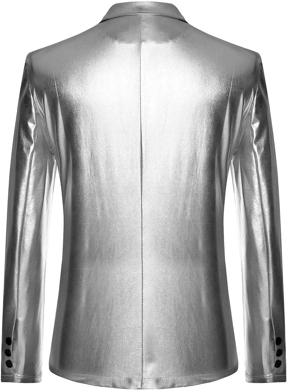 Men's 2024 Metallic Blazer Two Button Suit Jacket Notched Lapel Long Sleeve Shiny Sport Coat Party Club Suit Blazer