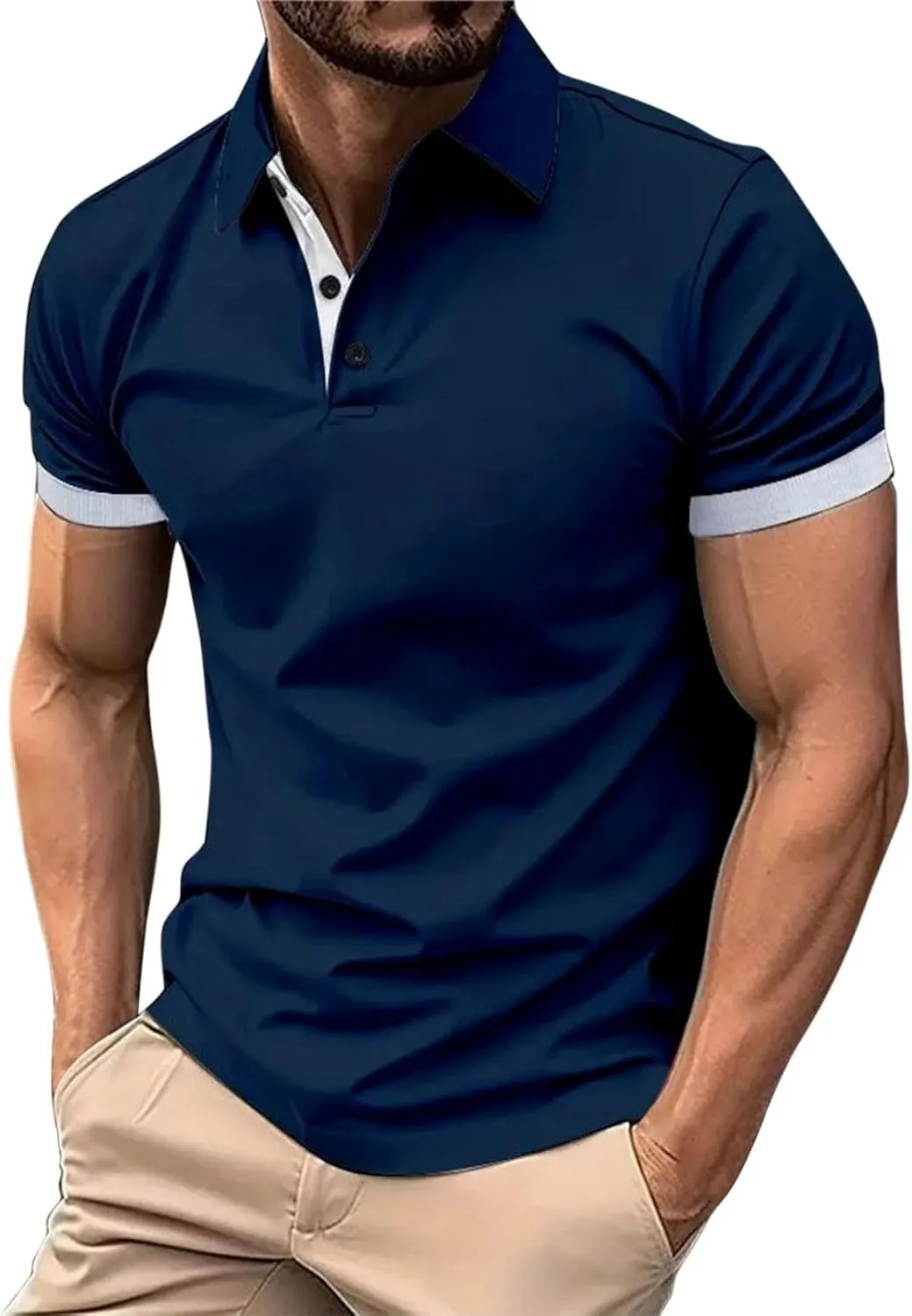 Mens 3 Pack Polo Shirts Quick Dry Performance Short Sleeve Button Up Golf Shirts Work Summer Casual Lightweight Tops
