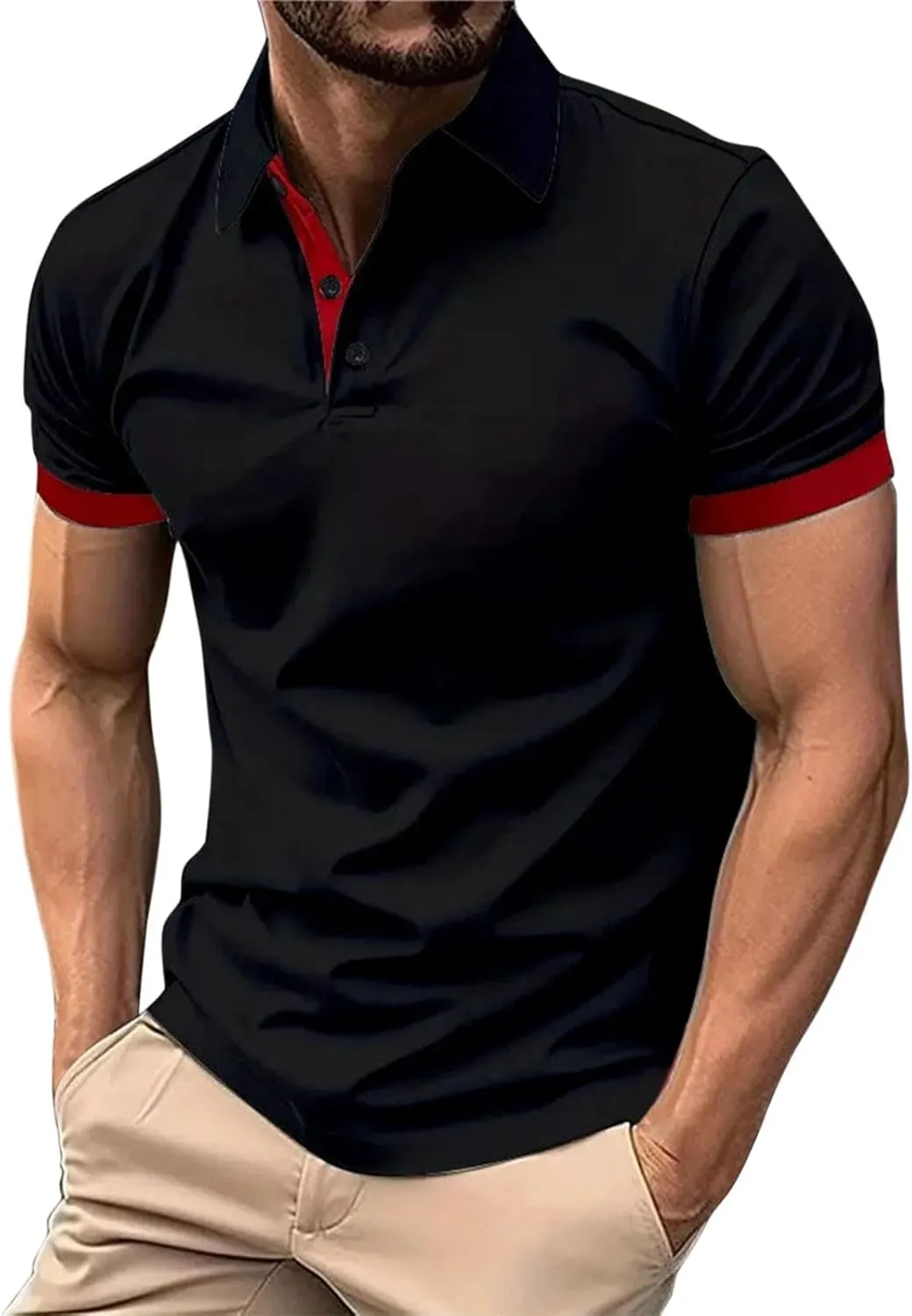 Mens 3 Pack Polo Shirts Quick Dry Performance Short Sleeve Button Up Golf Shirts Work Summer Casual Lightweight Tops