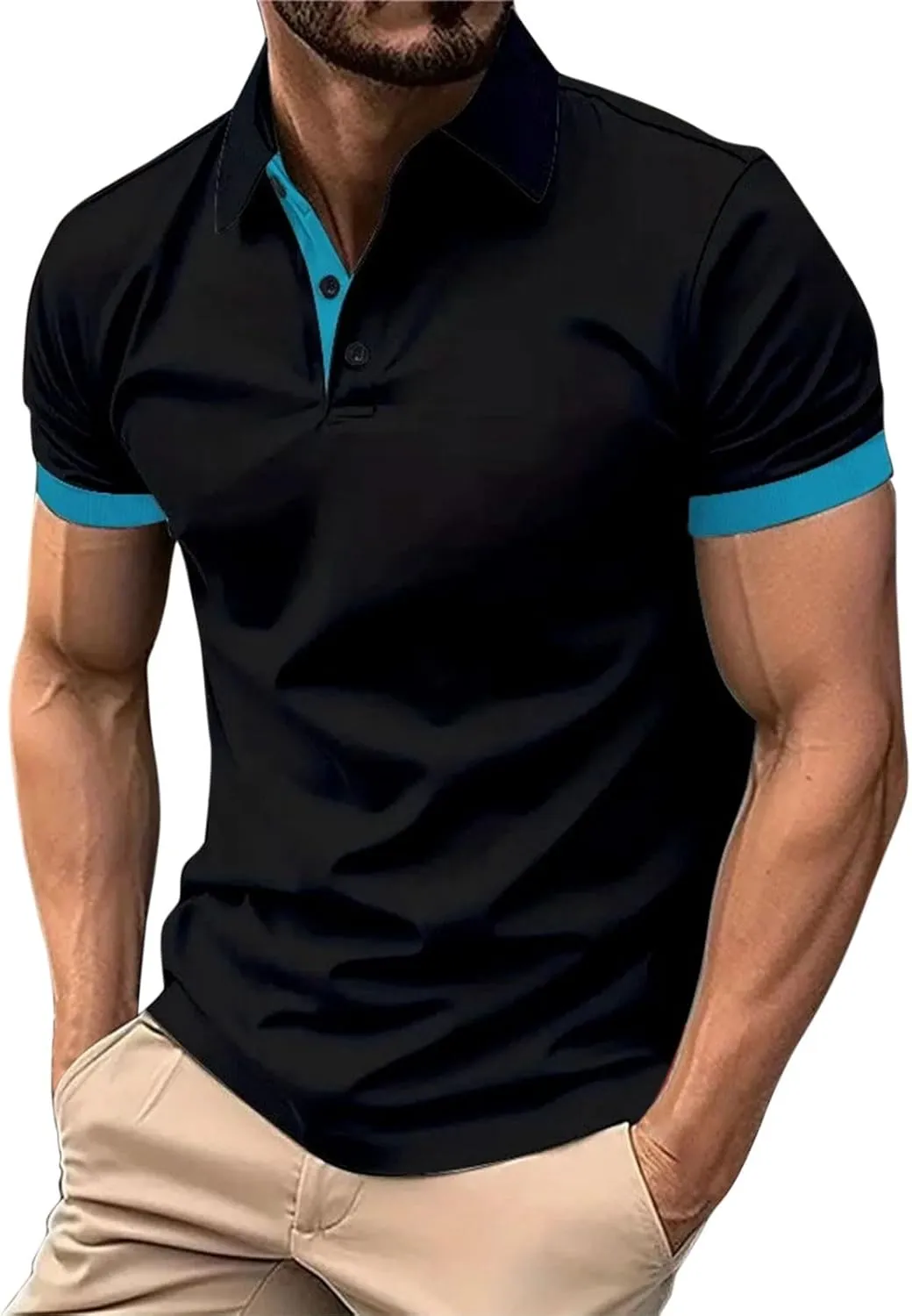 Mens 3 Pack Polo Shirts Quick Dry Performance Short Sleeve Button Up Golf Shirts Work Summer Casual Lightweight Tops