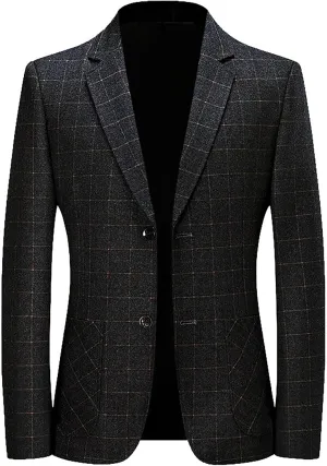 Mens Casual Blazers One Button Solid Lightweight Suit Jacket Long Sleeve Slim Fit Business Sport Coats with Pockets