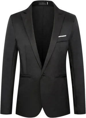 Mens Casual Blazers One Button Solid Lightweight Suit Jacket Long Sleeve Slim Fit Business Sport Coats with Pockets