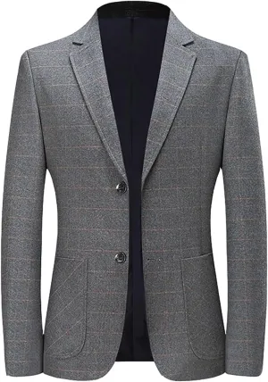Mens Casual Blazers One Button Solid Lightweight Suit Jacket Long Sleeve Slim Fit Business Sport Coats with Pockets