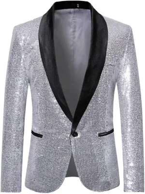 Mens Casual Blazers One Button Solid Lightweight Suit Jacket Long Sleeve Slim Fit Business Sport Coats with Pockets