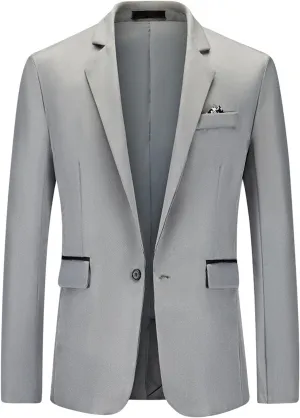 Men's Casual Business Work Suit Jacket Slim Fit One Button Notched Lapel Office Daily Wear Lightweight Blazer Jackets