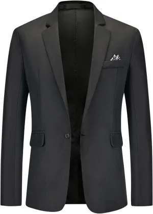 Men's Casual Business Work Suit Jacket Slim Fit One Button Notched Lapel Office Daily Wear Lightweight Blazer Jackets