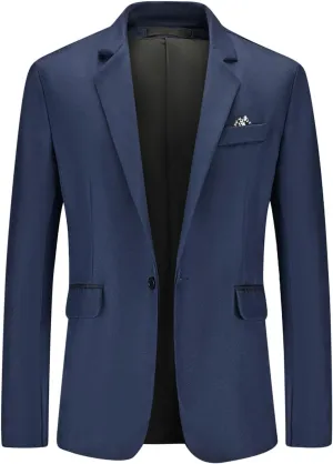 Men's Casual Business Work Suit Jacket Slim Fit One Button Notched Lapel Office Daily Wear Lightweight Blazer Jackets