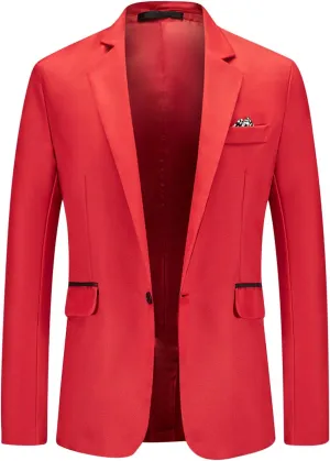 Men's Casual Business Work Suit Jacket Slim Fit One Button Notched Lapel Office Daily Wear Lightweight Blazer Jackets