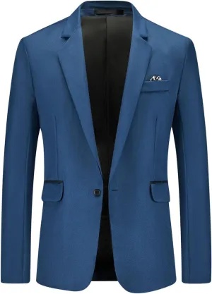 Men's Casual Business Work Suit Jacket Slim Fit One Button Notched Lapel Office Daily Wear Lightweight Blazer Jackets