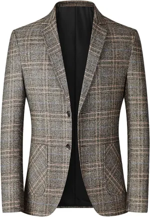 Men's Casual Knit Blazer Suit Jackets Two Button Lightweight Solid Sport Coats Formal Dress Daily Business Blazer