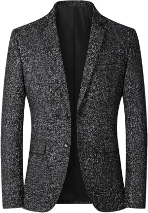 Men's Casual Knit Blazer Suit Jackets Two Button Lightweight Solid Sport Coats Formal Dress Daily Business Blazer