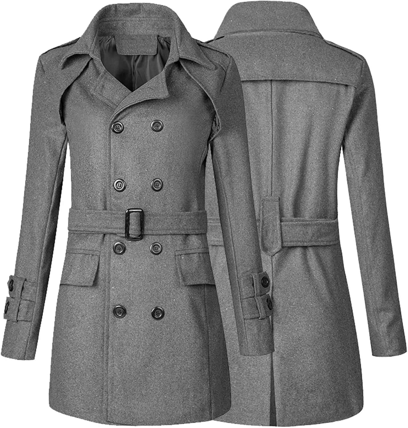Mens Casual Long Trench Coat Men's Long Sleeved Mid Length Slim Fit Oversized Windbreaker Casual Cotton Blend coat