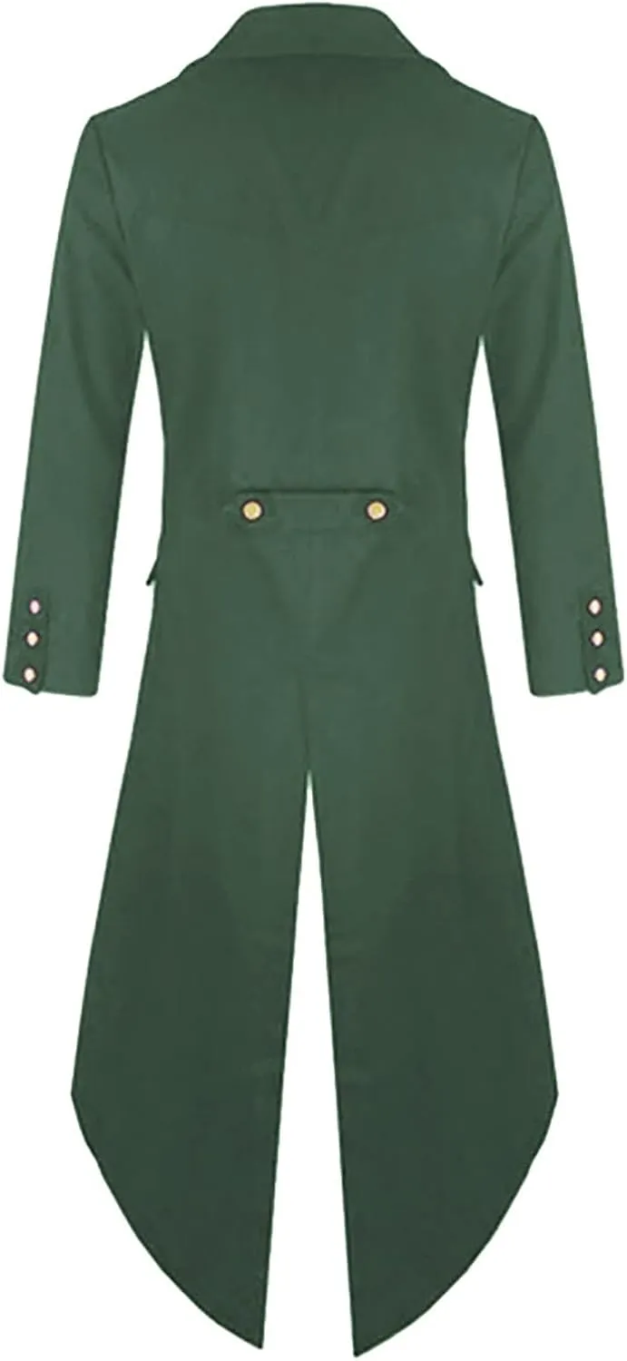 Men's Casual Trench Coat Gothic Frock Coat Costume Praty Outwear Single Breasted Pea Coat Trench Overcoat Mens