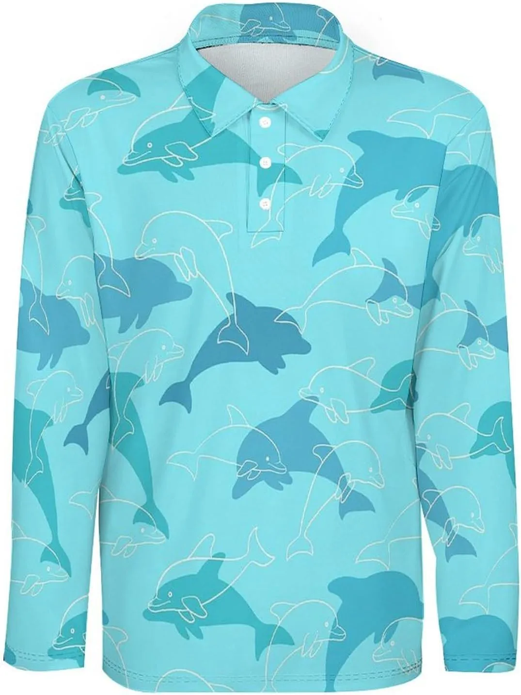 Mens Christmas Polo Shirts Quick-Dry Moisture Wicking 3D Print Long Sleeve Golf Shirts