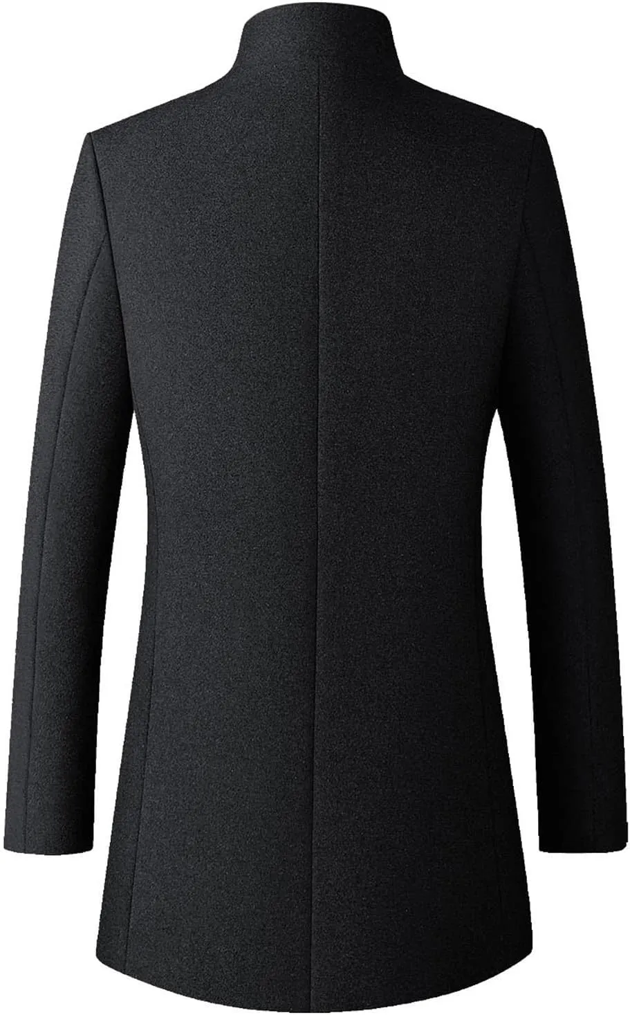 Men's Double Breasted Trench Coat Solid Color Long Sleeved Stand-collar Trench Fit Formal Mid-Length Classic Top