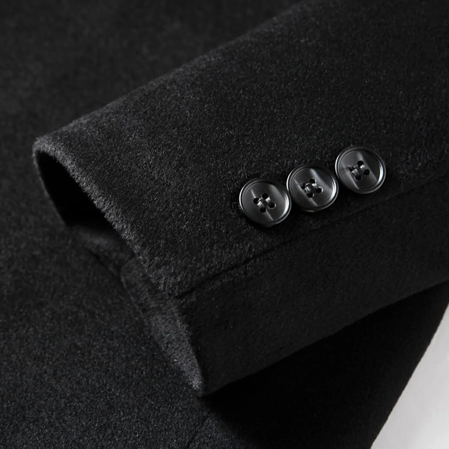 Men's Double Breasted Trench Coat Solid Color Long Sleeved Stand-collar Trench Fit Formal Mid-Length Classic Top