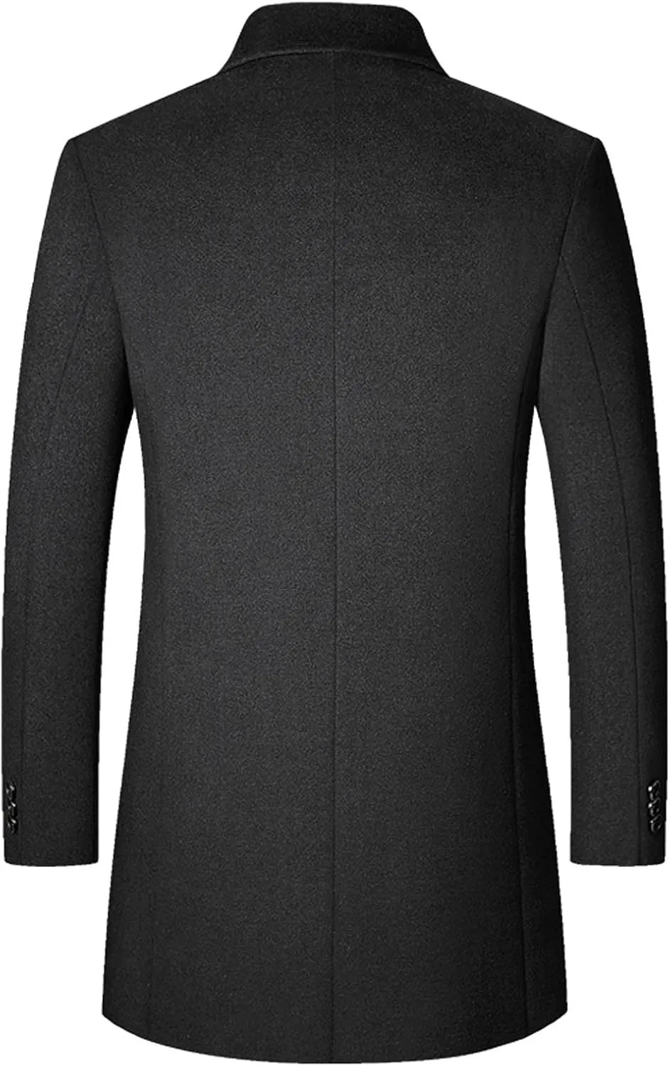 Men's Double Breasted Trench Coat Solid Color Long Sleeved Stand-collar Trench Fit Formal Mid-Length Classic Top