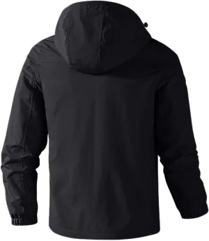 Men's Full-Zip Fleece Jacket Winter Warm Fleece Solid Color Outdoor Hooded Windbreaker Active Jacket Outdoor Clothing