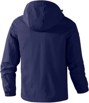 Men's Full-Zip Fleece Jacket Winter Warm Fleece Solid Color Outdoor Hooded Windbreaker Active Jacket Outdoor Clothing