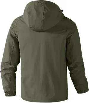 Men's Full-Zip Fleece Jacket Winter Warm Fleece Solid Color Outdoor Hooded Windbreaker Active Jacket Outdoor Clothing