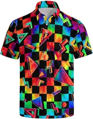 Men's Funny Golf Polo Shirts Short Sleeve Performance Golf Shirts Hawaiian Golf Polos for Summer