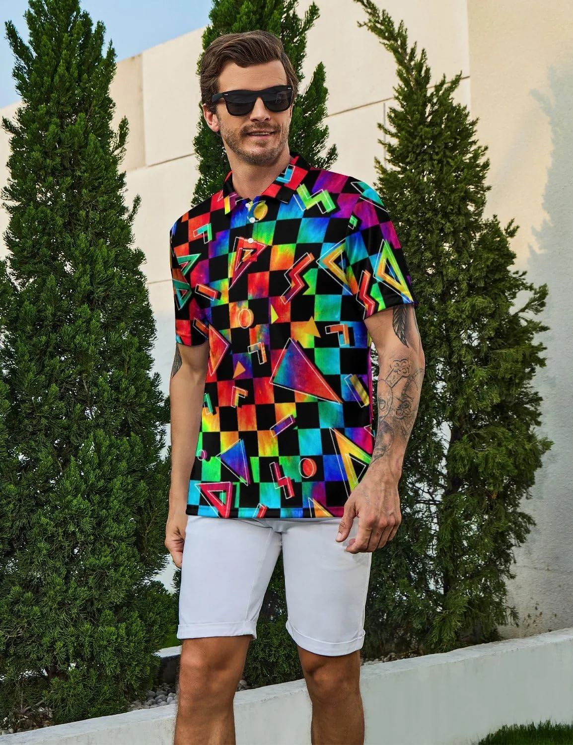 Men's Funny Golf Polo Shirts Short Sleeve Performance Golf Shirts Hawaiian Golf Polos for Summer
