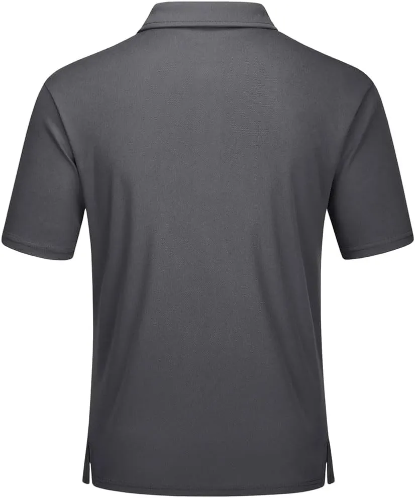 Men's Golf Polo Shirts Short Sleeve Quick Dry Lightweight T-Shirts Chest Pocket Breathable Tops