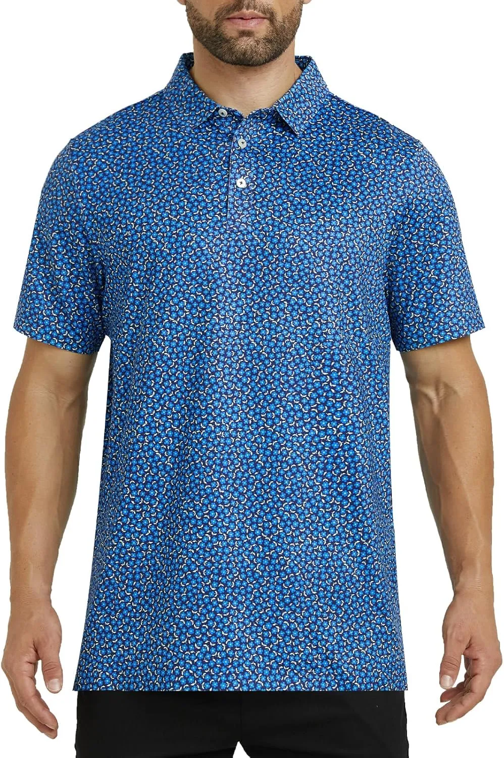 Mens Golf Shirt Seamless Mens Polo Shirts Fashion Print Mens Golf Polo Short Sleeve Dry Fit Golf Shirts for Men