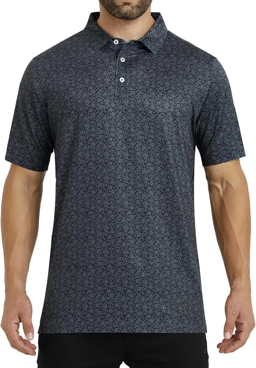 Mens Golf Shirt Seamless Mens Polo Shirts Fashion Print Mens Golf Polo Short Sleeve Dry Fit Golf Shirts for Men