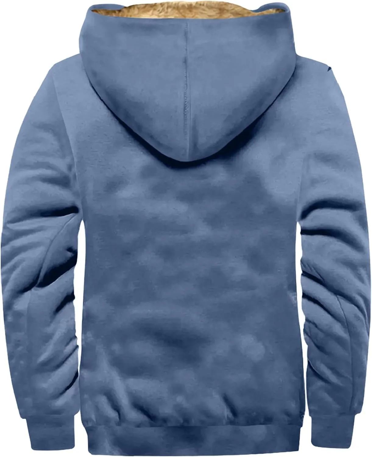 Mens Hoodies Zip Up Fleece Jacket Thick Retro Flag Print Hoodie Sherpa Lined Winter Coat Fall Fashion Hoodie