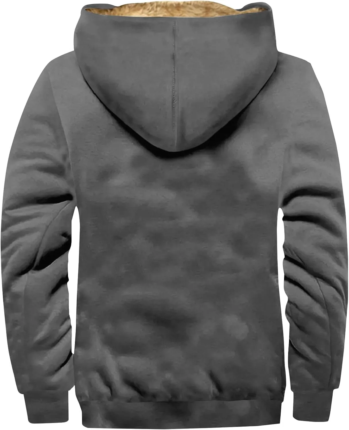 Mens Hoodies Zip Up Fleece Jacket Thick Retro Flag Print Hoodie Sherpa Lined Winter Coat Fall Fashion Hoodie